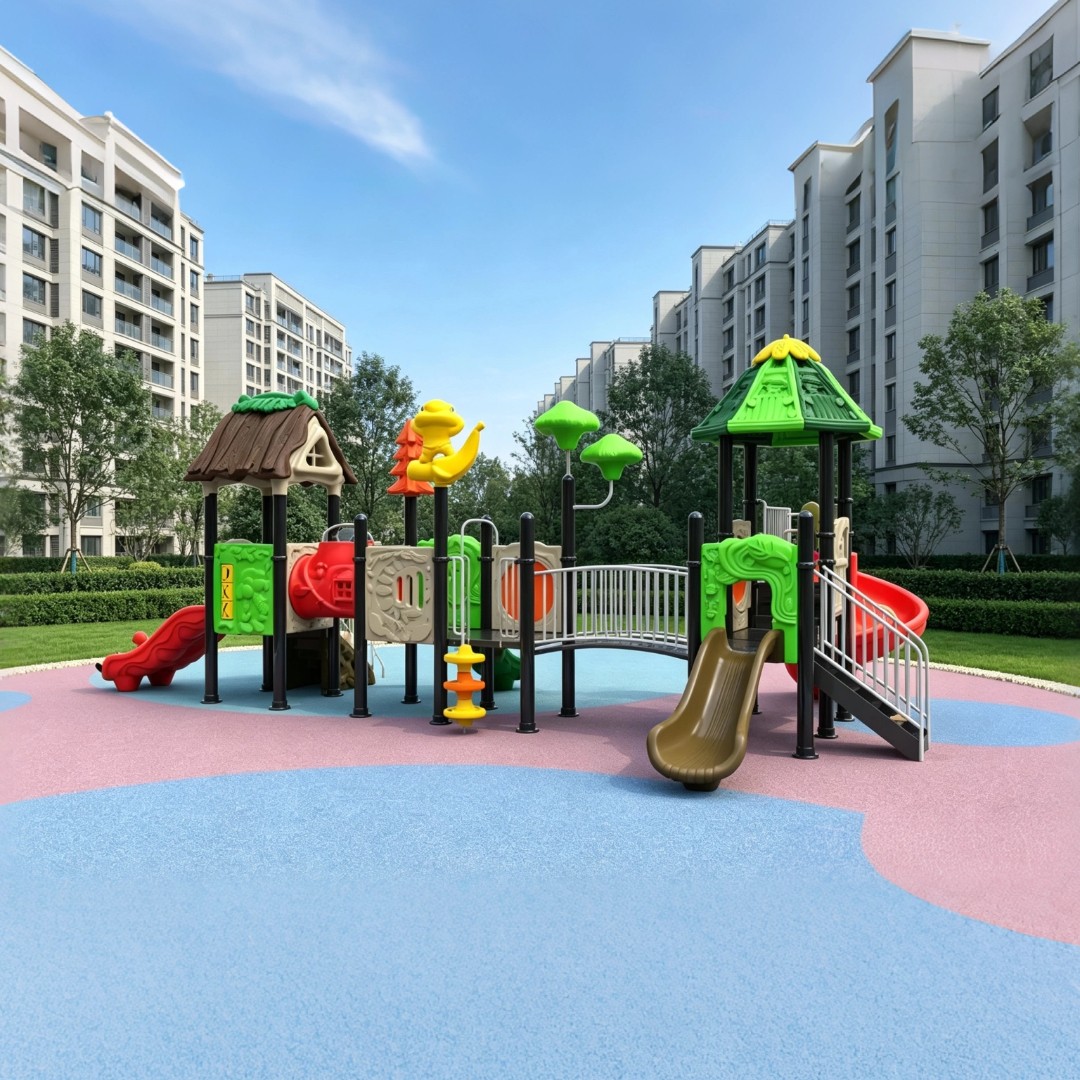 Daycare Colorful Outdoor Kids Slide Playground Set with Climbing Frame and Swing Safe Play Area for Preschool & Kindergarten