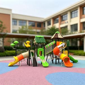 Large Outdoor Kindergarten Playground Slide Set Plastic Tube Slides Climbing Equipment Safety Features Commercial Preschool Play