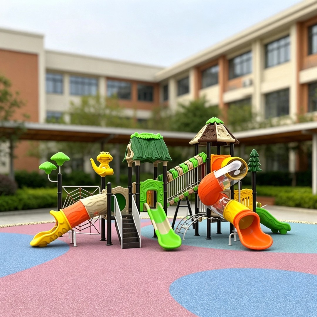 Large Outdoor Kindergarten Playground Slide Set Plastic Tube Slides Climbing Equipment Safety Features Commercial Preschool Play