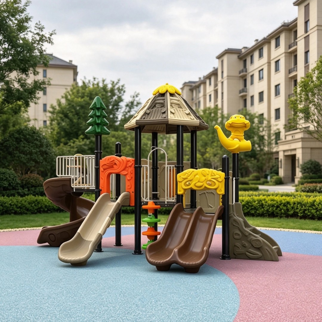 Large Commercial Plastic Outdoor Playground Set with Slides Climbers Swings Park School Mall Backyard Kids Play Areas