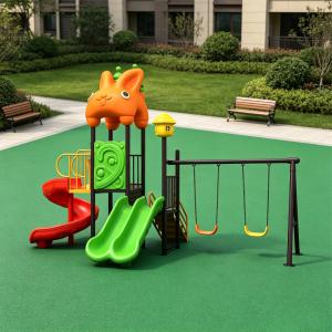 Safety Plastic Slide Swing Set Outdoor Toddler Playground Equipment Backyard Garden for Kids