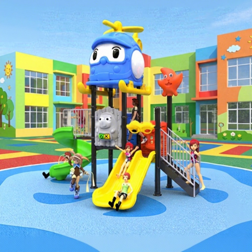 Custom Colorful Outdoor Playground Slide Set for Kids Plastic Safe Durable Play Equipment School Community Park