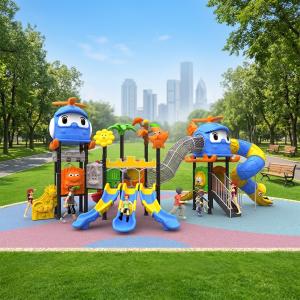 Large Outdoor Playground Slide Set Kids Durable Plastic Structure Safe Climbing Stairs Long Wave Slides School Yard