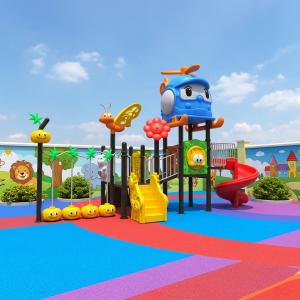 Outdoor Plastic Slide Playground Set Kids Toddlers Preschool Safety Guardrails Bright Colors for School Park Backyard Play