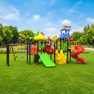 Outdoor Plastic Playground Slide Set Children Safe Extra Long Sliding Chute Strong Steps Bright for Preschool Kindergarten