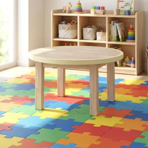 Softplay Solid Wood Kids Study Table and Chair Set for Children Preschool Classroom Furniture for Learning Play