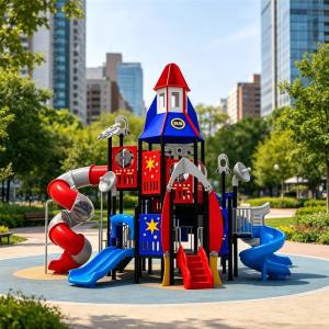 Attractive Outdoor Plastic Playground Equipment Children Customized City Park Play Area Set Slides Climbing Activities