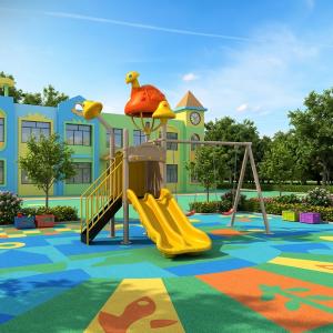 Outdoor Castle Play House with Tube Slide and Climbing Structures Safe Preschool Playground Equipment for Kids Daycare