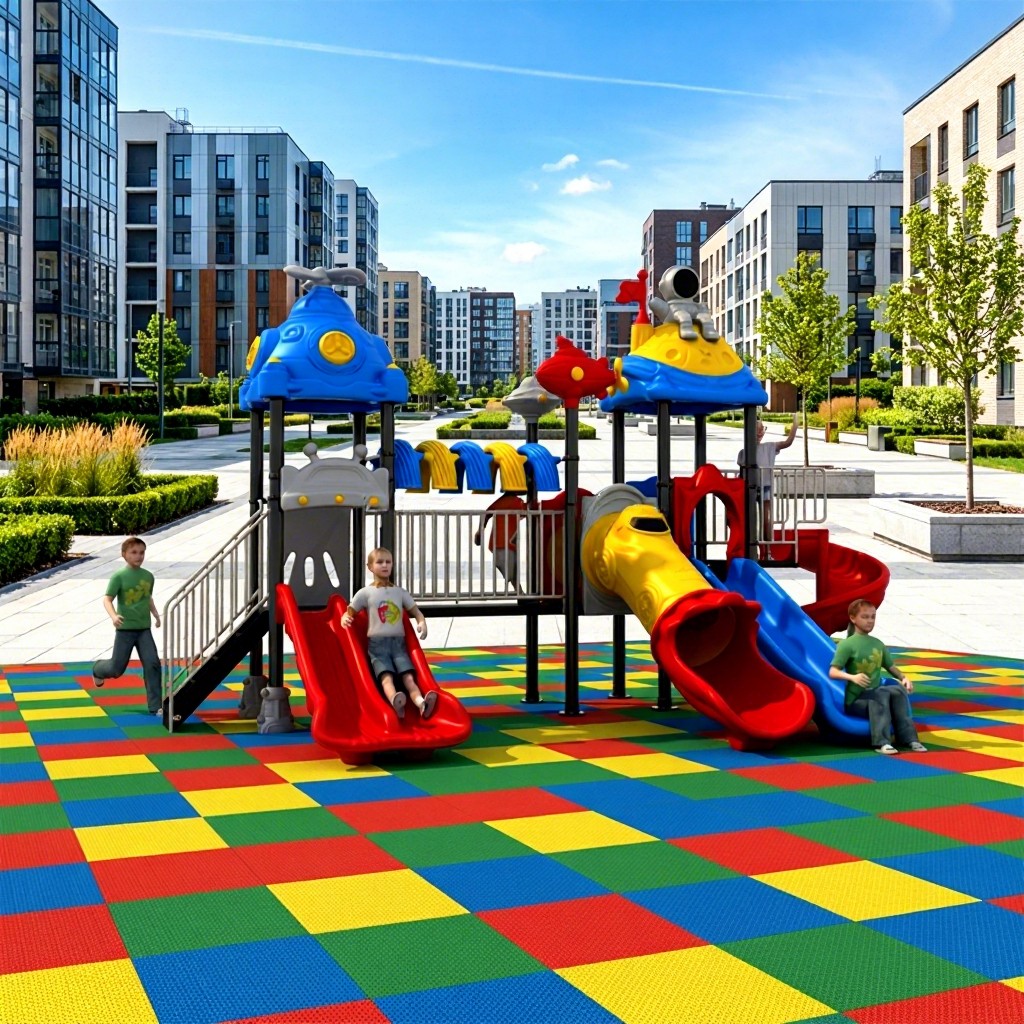 New Design Large Outdoor Playground Equipment Plastic Slide Kindergarten School Park Backyard Kids Play Set Fun